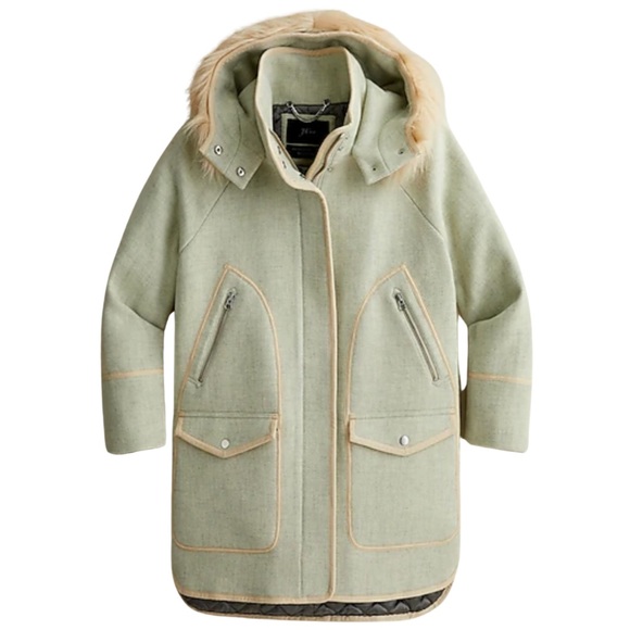 J Crew Tall Summit Parka in Italian Stadium-cloth wool Color: Heather Opal